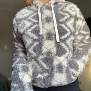 Grey Aztec Hoodie with Mittens